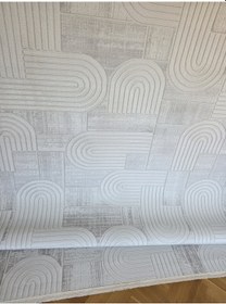 Resim London Krem Gri Dekoratif Bambu Akrilik Yumuşak Modern Özel Ölçü Koridor Oturma Çocuk Odası Halısı 004-krem/gri 