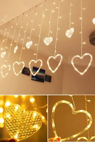 Resim Trendpoint Kalp Perde Led Işık Animasyonlu Eklenebilir Fişli 