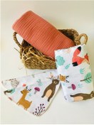 Resim 4 Katlı 2 Adet Çok Amaçlı Müslin Örtü Battaniye Seti Çok Renkli 