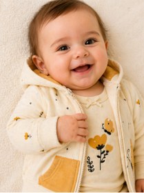 Resim NiLi Kız Bebek Krem Tavşan Detaylı Kapüşonlu Fermuarlı Sweatshirt 
