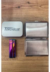 Resim Ciyu Ticaret Torchblue Metal Çakmak ve Sigara Kutusu 
