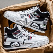 Resim 1 Çift Erkek Kaykay Ayakkabısı, Trend Outdoor Yüksek Üst Erkek Ayakkabıları, Kolej Çifti Spor ve Boş Zaman Ayakkabıları, PU ve Kumaş Üst, Rastgele Harfli Dokuma, Graffiti Tasarımı, Tatil/Parti/Tüm Mevsim Giyim İçin Uygun, Haki/Siyah 