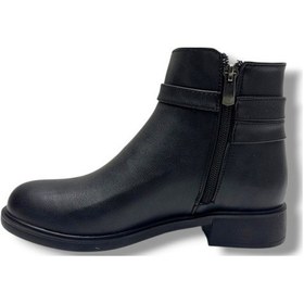 Resim Fancy 5000-26 Anatomik Cilt Deri Tokalı Fermıuarlı Kadın Bot Siyah 