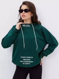 Resim Hpfc Büyük Beden Baskılı İçi Şardonlu Olmayan Spor Kapüşonlu Sweatshirt 217656456 Yeşil 