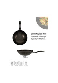 Resim Bonetti Granit Siyah Wok Tava 28 Cm Yapışmaz Yüzey Siyah 