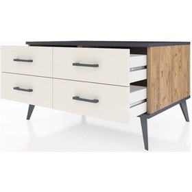 Resim Kronos Şifonyer 4 Raflı 88x59x48 Çam-antrasit/aytaşı Antrasit/aytaşı 
