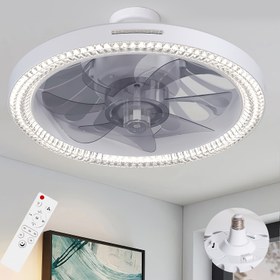 Resim 1 Adet GDLUOAO Akıllı Tavan Vantilatörü Işıklı ve Uzaktan Kumandalı, 3 Hız Ayarlı Rüzgar Kontrollü, 3000-6500K Ayarlanabilir LED Ampul, E26/E27 Tabanlı, Kolay Kurulumlu Yatak Odası, Mutfak, Oturma Odası, Depo Oda için Tavan Fan Aydınlatması, Modern Tasarım, Dayanıklı Yapım 