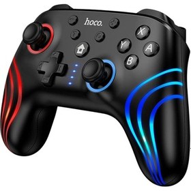 Resim Hoco. GA2 Unicorn RGB Işıklı Çok Fonksiyonlu PC Uyumlu Kablosuz Oyun Kolu Siyah 