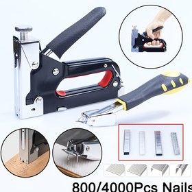 Resim 4000 Çivi ile 4'ü 1 arada Ağır Hizmet Tipi Çivi Tabancası, Ayarlanabilir Zımba Tabancası, Manuel Kullanım, Çivi Çekici Alet Seti Ahşap, Koltuk, Ahşap İşleri, DIY Ev Dekorasyonu için - Pil Gerektirmez 