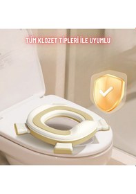 Resim Taşınabilir Lazımlık Çocuk Katlanır Klozet Adaptörü Seyahat Kamp Çocuk Araba Portatif Lazımlık Kahverengi 