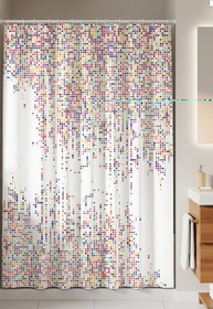 Resim Tropikhome Renkli Noktalı Banyo Duş Perdesi-tek Kanat Banyo Perdesi 180x200cm Küvet Perdesi 