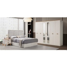 Resim Seren Mdf 6 Kapaklı Gardırop Ve Yatak Odası Takımı Başlık Dahil Baza Hariç 
