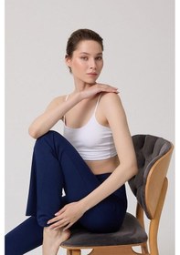 Resim Cottonhill Beyaz Pamuklu İnce Askılı Kadın Crop Top Büstiyer Beyaz 