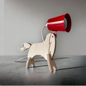 Resim Genel Markalar Ahşap Masa Lambası, Köpek, Çocuk Odası Aydınlatma, Dekoratif Masa Aydınlatma 