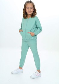 Resim Toontoy Kids Toontoy Kız Çocuk Damla Nakışlı Eşofman Takım Yeşil 