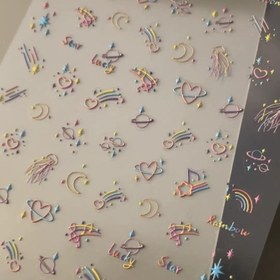 Resim 1 adet Gökkuşağı Gezegen Tırnak Çıkartmaları - Kendinden yapışkanlı DIY Çıkartmalar, Karikatür Gezegenler ve Kozmik Tasarımlar, Parlak Bitiş, Su Şişeleri, Kameralar ve Yaratıcı Sanat Projeleri için Mükemmel, Su Şişesi Çıkartmaları | Canlı Tırnak Sanatı | Kendinden yapışkanlı Çıkartmalar 