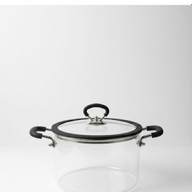 Resim Morponi Borosilikat Cam Siyah Silikon Detaylı Cam Tencere 3500 Ml 3,5 Lt Ttk Şeffaf 