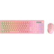 Resim Everest KM-319BT Pembe 2.4g+Bt1+Bt2 Çoklu Cihaz Bağlantılı Q Set Kablosuz Klavye + Mouse 