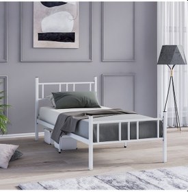 Resim Metal Karyola, Akın Metal Karyola, 100x200 Cm Beyaz, Ferforje Karyola 