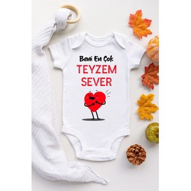 Resim Unisex Bebek Beyaz Beni En Çok Teyzem Sever Desenli Kısa Kol Body 