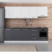 Resim Minar 260 Cm Mutfak Dolabı Beyaz Antrasit 260-A8 Beyaz 