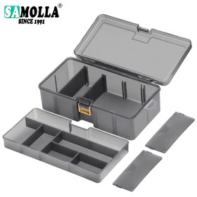 Resim Çift Katmanlı Bölmeli Tasarım, Yüksek Kaliteli Siyah Plastik Kutu - Balıkçılar İçin İdeal Olta Takımı Düzenleme Çantası (Kancalar ve Yemler için) 