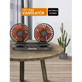 Resim Özgürce Çift Başlı 360° Dönebilen Otomobil Vantilatörü, Soğutucu ve Çakmaklık Uyumlu 