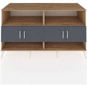 Resim Kronos Konsol 4 Raflı 4 Kapaklı 176x59x99 Çam-antrasit/aytaşı Çam-antrasit/aytaşı 