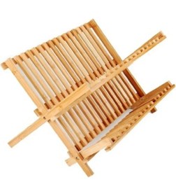 Resim Bulaşıklık, Bambu 2 Katlı Tabaklık Bardaklık Tezgah Üstü Bulaşıklık 