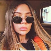Resim Metal Poligon Güneş Gözlüğü Kadın Retro Küçük Çerçeve Tasarımcı Gözlük Erkekler İçin Okyanus Lens Gafas De Sol F Çin 