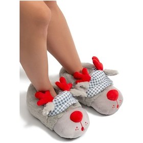 Resim Kep Kadın Hayvanlı Panduf Gri 36/41 Gri 