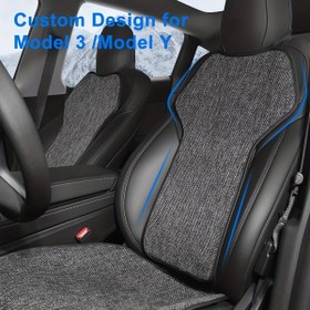 Resim 2016-2023 Tesla Model 3 / Y için Yan Dolgusuz Ön Koltuk Kılıfları, Araç Koltuk Koruyucuları 