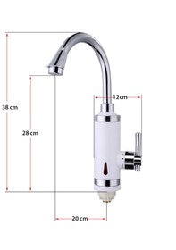 Resim Elektrikli Sıcak Musluk Ani Su Isıtıcı Termal Şofben Musluk Asg4b Beyaz 