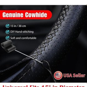 Resim Xiyyadms Deri Direksiyon Kılıfı - 38 Cm Kaymayı Önleyici Siyah Otomobil Aksesuarı 