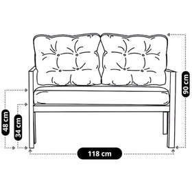 Resim Ard & Garden 2'li Koltuk Bahçe Mobilyası Bahçe Takımı Metal Balkon Takımı Çay Seti Antrasit 