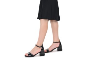 Resim Kiko Kids Elos Günlük Kız Çocuk 4 cm Topuklu Sandalet Ayakkabı Siyah 