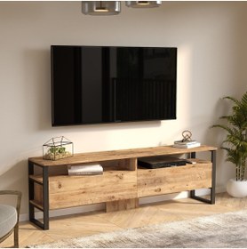 Resim Yurudesign ML19 Iron Metal Tv Ünitesi Tv Sehpası 2 Kapaklı 180cm 