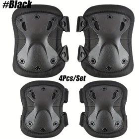 Resim 4 adet Ergonomik Diz ve Dirsek Pedleri Bisiklet, Kaykay, Açık Hava Sporları için - Ayarlanabilir Kayışlarla Nefes Alabilen File, Siyah, Bisiklet Aksesuarları, Ayarlanabilir Konfor, Kumaş Kumaş 