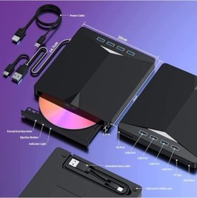 Resim Harici Cd Dvd Rom Yazıcı Okuyucu Usb 3.0 Hub Çoğaltıcı Tf Sd Kart Okuyucu 7in1 