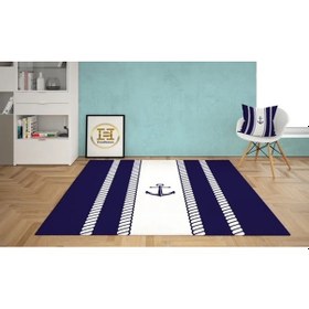 Resim Denizci Beyaz Halat Çapa Dijital Baskı Çocuk Oda Halısı 