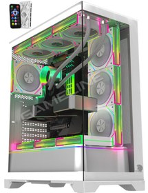 Resim Gameline Artıst 7x Argb Kumandalı Fan Usb 3.0 E-atx Gaming Bilgisayar Kasası Beyaz 