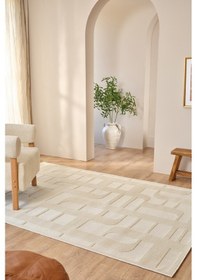 Resim Kaşmir Halı İskandinav Tora White 80x300 Cm Salon Mutfak Halısı Yolluk Beyaz 