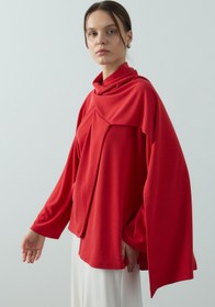 Resim Flex Şal Yaka Tunik Kırmızı - Kırmızı / 36-38 