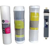 Resim Su Arıtma Filtresi 4 Lü Set 10" İnch 3 Ön Filtre Kömür Granül Aktif Karbon Filtre Aqualine Platinum 1812 Membran 80 Gpd Esli 