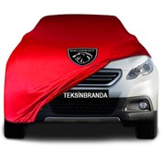 Resim ULTRASHOP Peugeot 2008 1 (2013 - 2019) Kırmızı Kumaş Araba Branda Logolu Penye Oto Branda 