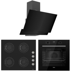 Resim Ferre Flowart Lumora Pro Siyah 3'lü Ankastre Set ( QBL63CS-CS205-D063 ) 