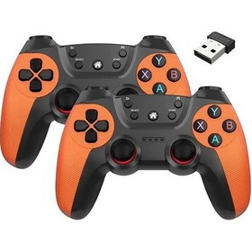 Resim Orange-2.4g Kablosuz Çiftler Gamepad Windows Pc/android Tv İçin İki Oyunculu Oyun Denetleyicisi Oyun Kutusu/pc/android Tv Kutusu Joystick 