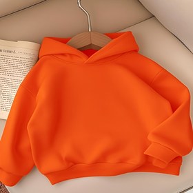 Resim Gençler için Parlak Turuncu Geometrik Desenli Kapüşonlu Sweatshirt - Erkek & Kız Çocukları İçin Ribana Manşetli Kazak, Orta Esnek Kumaş Sonbahar/Kışlık, Kolay Bakım El Yıkama/Kuru Temizleme - Tatiller ve Günlük Giyim İçin Mükemmel, Sonbahar Genç Giysileri, Dayanıklı Çocuk Kıyafetleri 