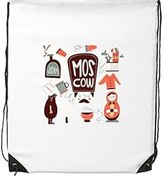 Resim DIYthinker Kadın boz ayı Matreshkas rusya kültür illüstrasyon İpli sırt çantası ince çizgiler alışveriş yaratıcı çanta omuz Environ Tal Polyester çanta, Çok renkli, One Size, sırt çantası 
