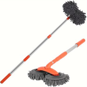 Resim 119.38cm Uzatılabilir Alüminyum Alaşımlı Saplı Mikrofiber Araba Yıkama Fırçası - Uzun Saplı Toz Alma Fırçası ile Otomatik Temizlik Mopu, Karavan & Araç Bakım Aksesuarları 